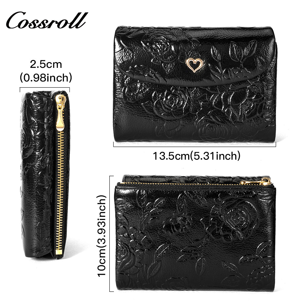 Manufacturers custom cowhide embossed women's purse large capacity European and American leather vintage money clip