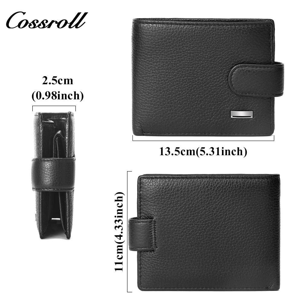 New men's genuine leather wallet, business ultra-thin, large capacity with card slots and bill compartment, factory customized