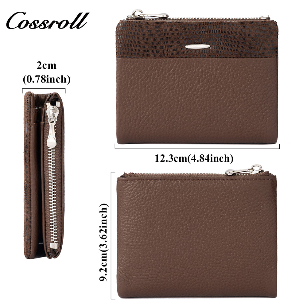 Women's Genuine Leather Short Bi-Fold Wallet Card Holder Coin Purse