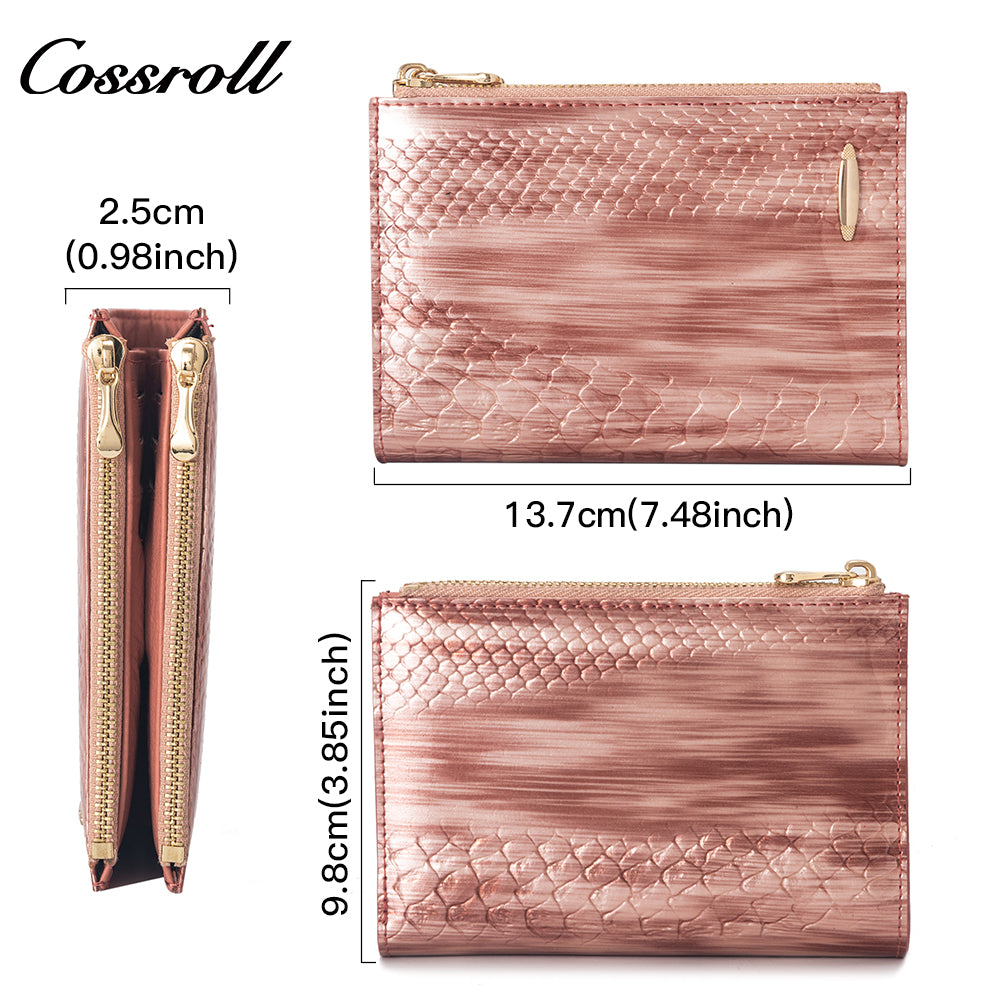 Customized Manufacturer  leather luxury  women small wallet crocodile texture Genuine Leather