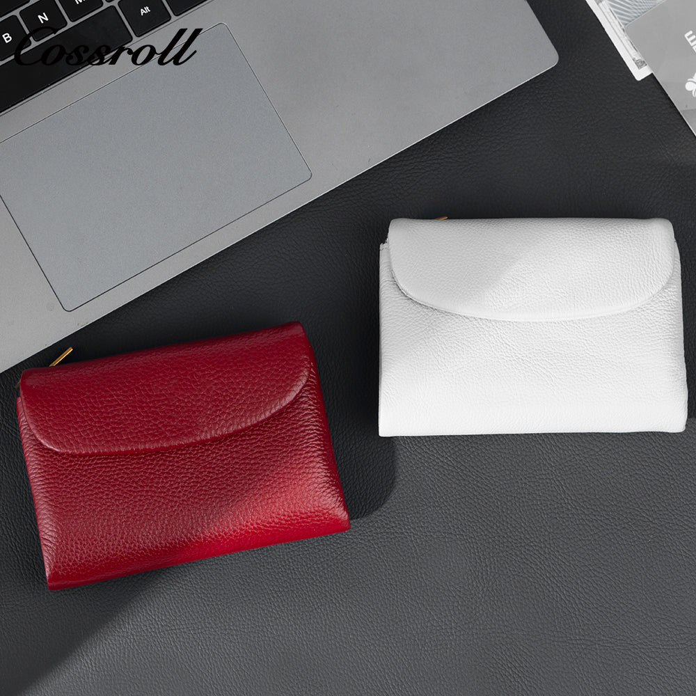 Genuine Leather Fashionable High-End Short Women's Wallet, Top Layer Soft Cowhide, Large Capacity