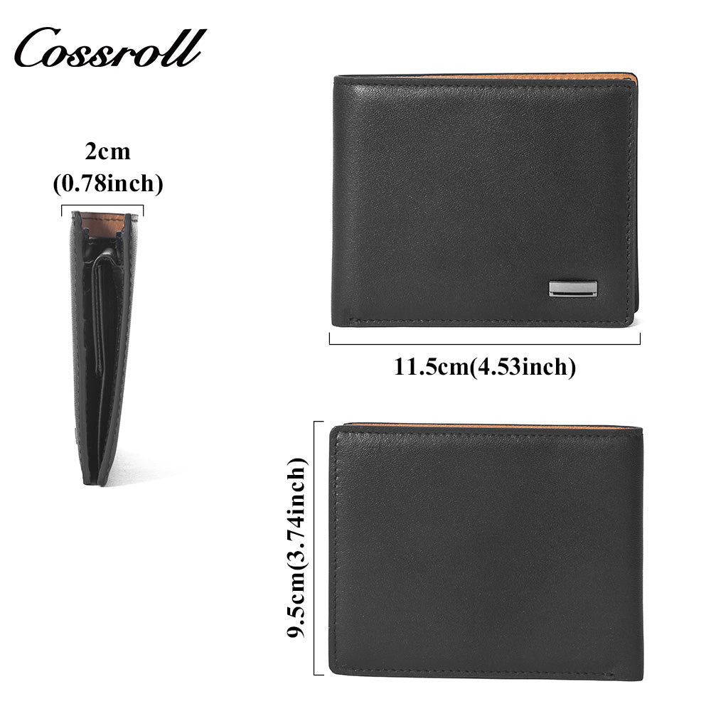 Men's Genuine Leather Bifold Wallet, Slim Business Daily Purse with Multiple Card Slots