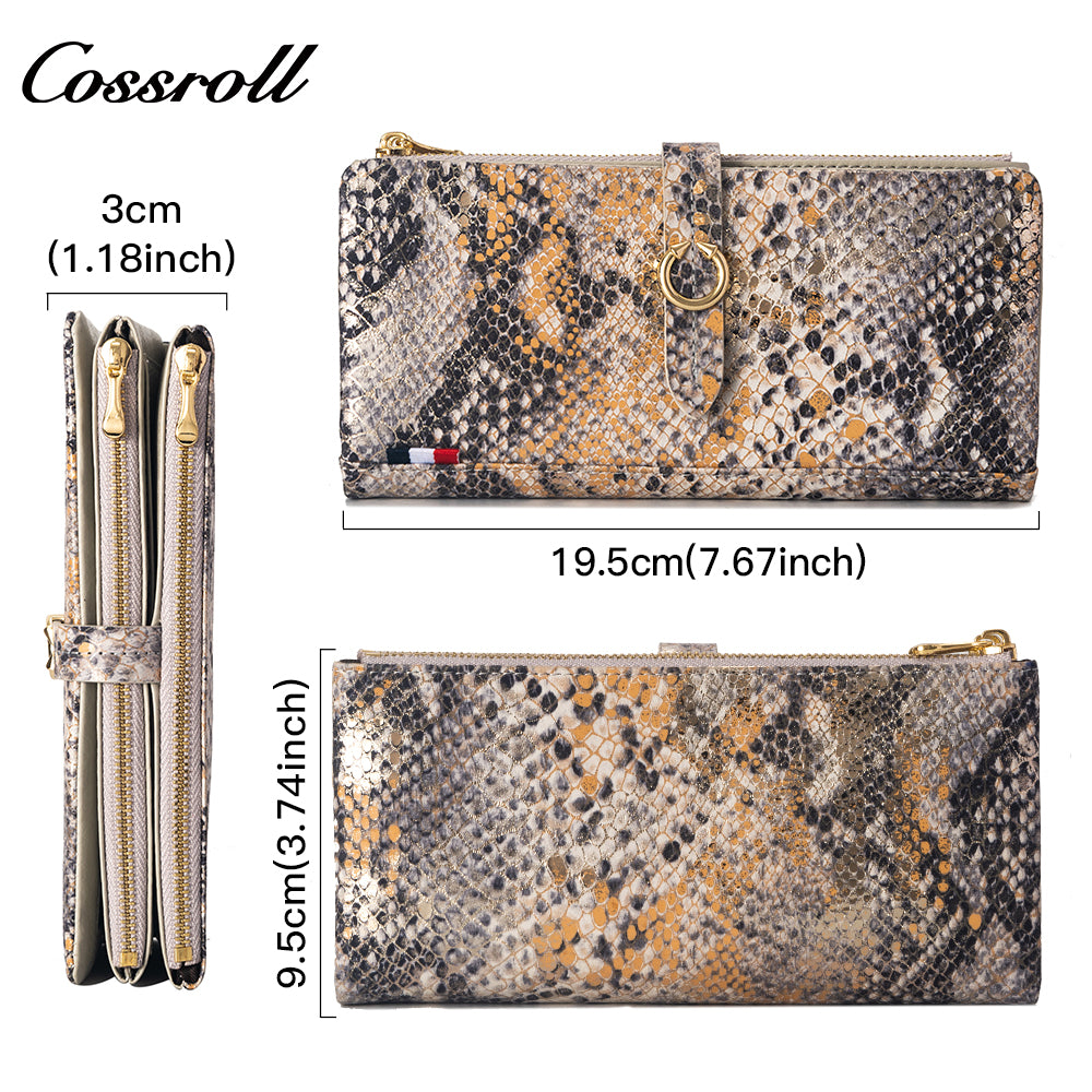 Manufacturers custom foreign trade new wallet female leather short snake wallet cowhide high-end wallet card bag certificate bag