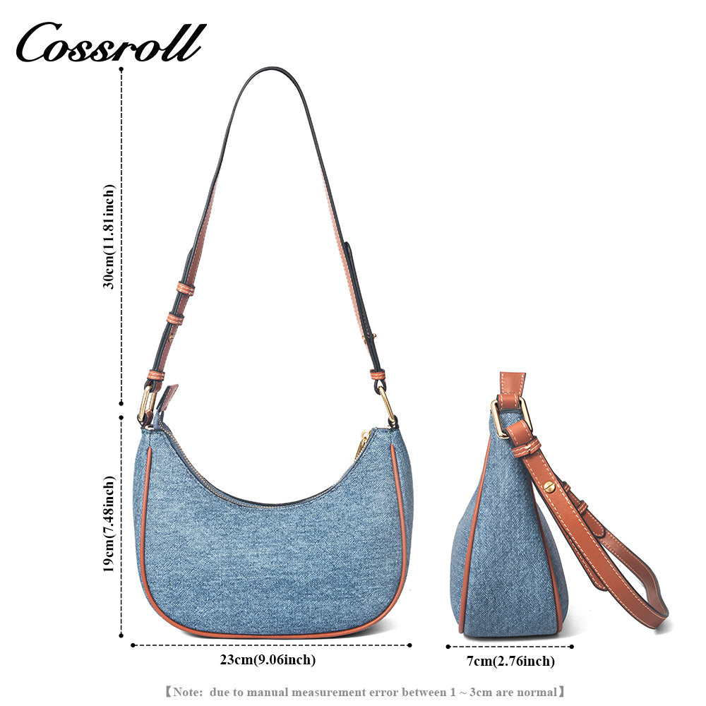 Denim Underarm Bag, Casual Shoulder Bag for Women, Commute Crossbody Purse with Adjustable Strap