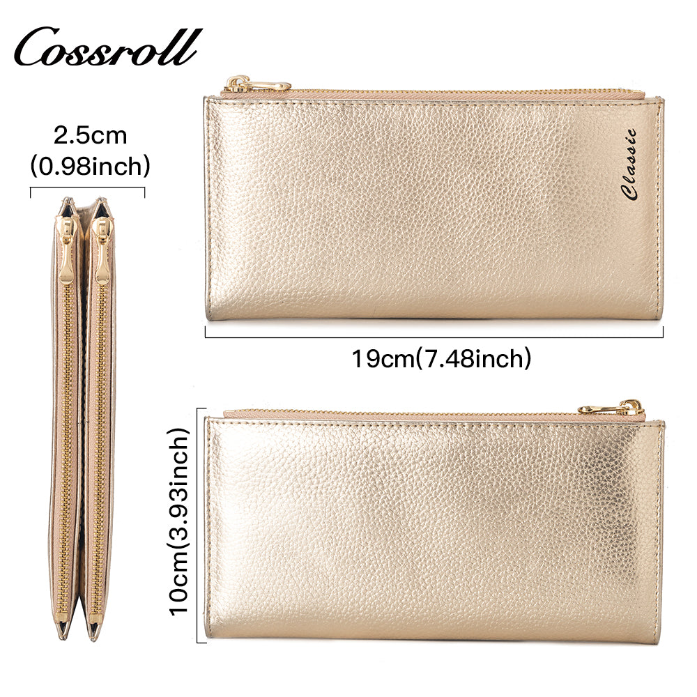 Factory custom cross-border 2023 new leather purse women's long cowhide women's handbag multi-layer multi-card