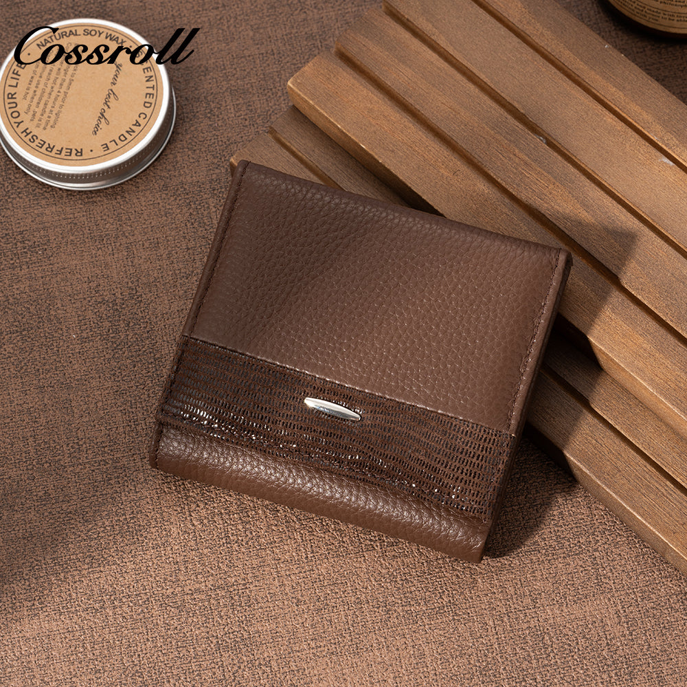 Genuine leather women's short bi-fold wallet, simple and versatile coin purse