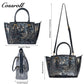 Vintage Embossed Leather Tote Bag for Women, Large Capacity Handbag & Crossbody Bag, Premium Hand-Carved Commuter Bag