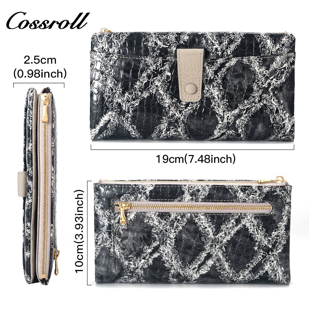 2023 New Design leather fasion slim wallet custom logo   crocodile texture Genuine Leather