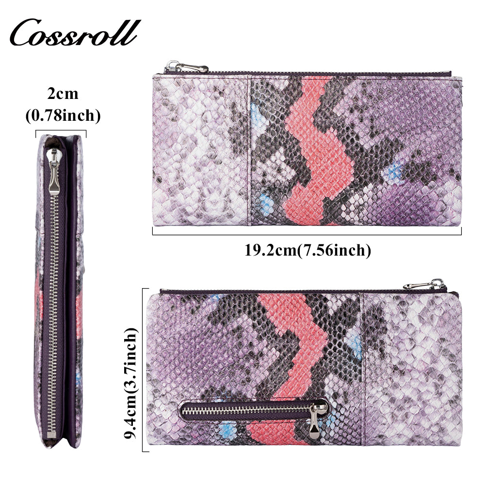 Women's wallet European and American vintage single zipper wallet snake print fashion large capacity card case