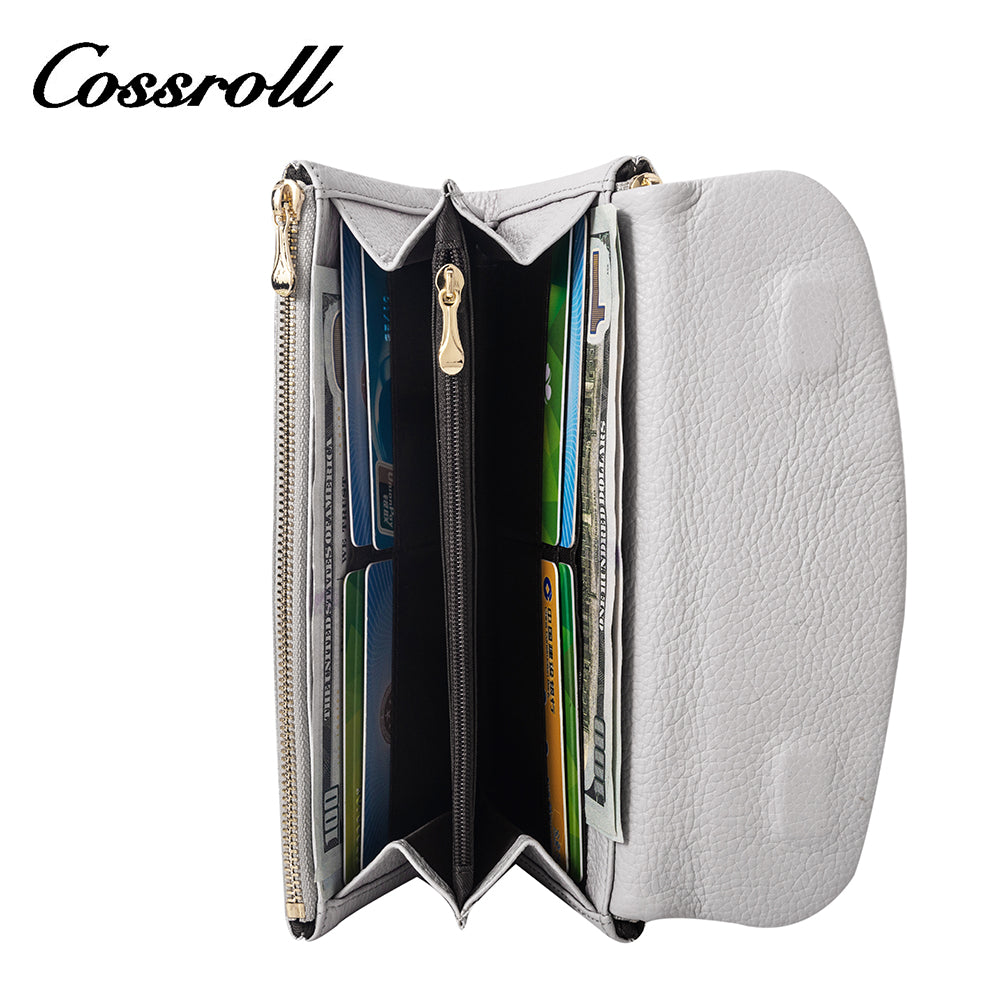 2024 New Products dark blue long leather wallet women With Top Selling