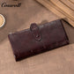 Genuine leather women's wallet with clasp, large-capacity long card holder, European and American fashion clutch