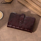 Genuine leather women's wallet with clasp, anti-demagnetization card holder, stylish European and American crocodile pattern