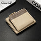 Women's Color Block Litchi Grain Cowhide Bifold Wallet, Minimalist Contrast Genuine Leather Card Holder, Small Bifold Purse with Zipper Coin Pocket