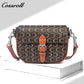 Vintage C Monogram Saddle Bag for Women, Contrast Brown Leather Buckle Flap Crossbody Shoulder Purse