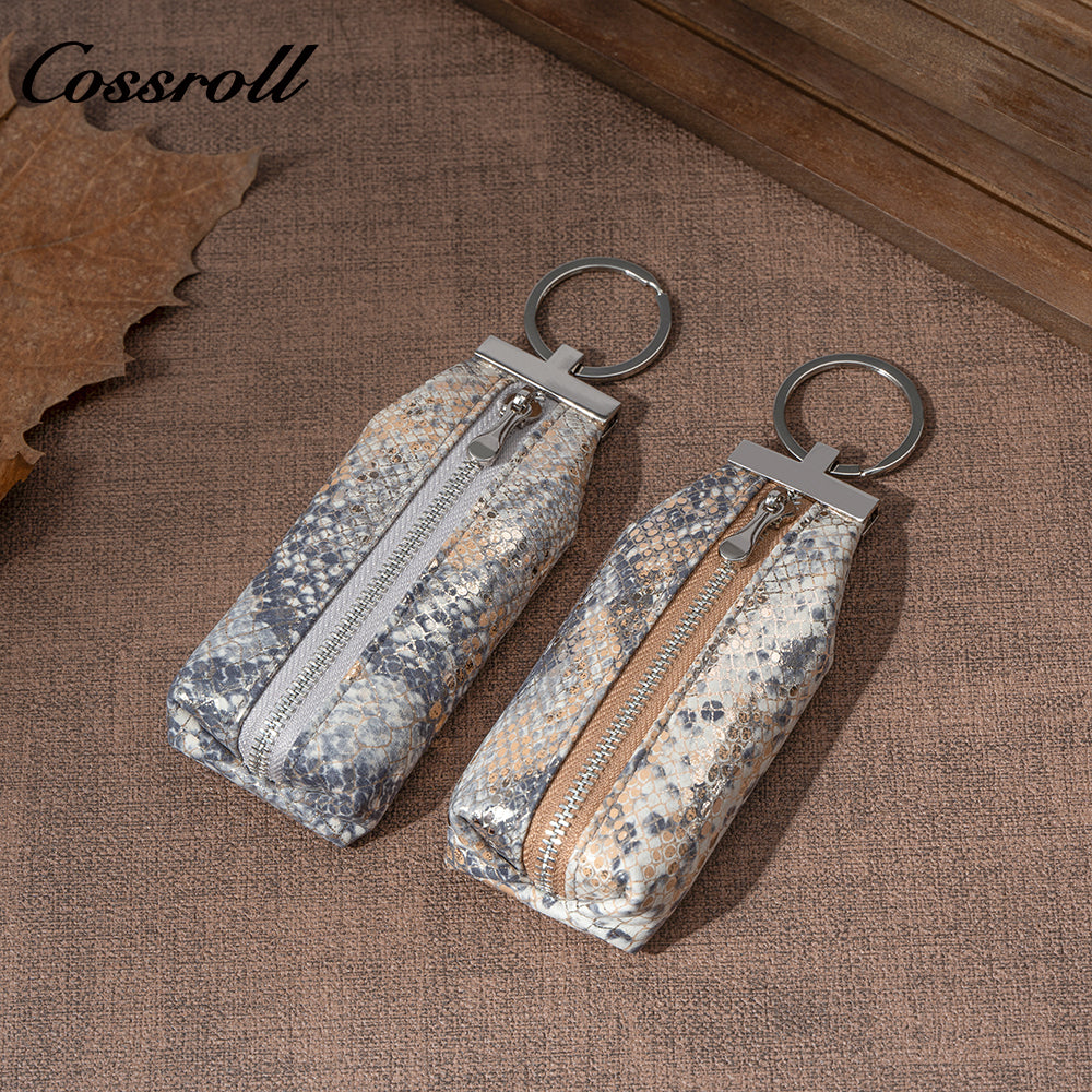 Genuine Leather Double-Layer Key and Coin Wallet, Multifunctional, Textured, Large-Capacity Card Holder