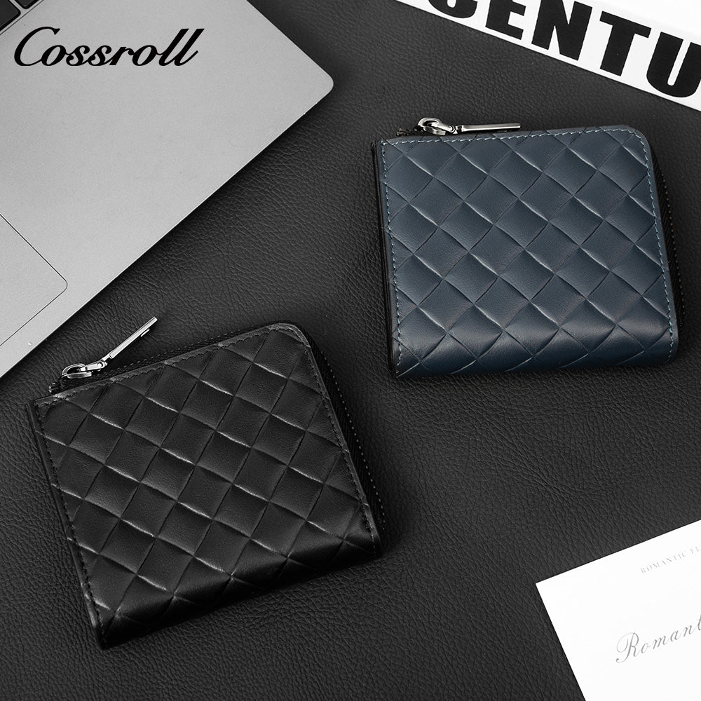 Diamond Quilted Genuine Leather Mini Zipper Card Wallet for Men & Women, Multi-Slot Coin Purse, Portable Short Purse for Daily Commute & ID Documents