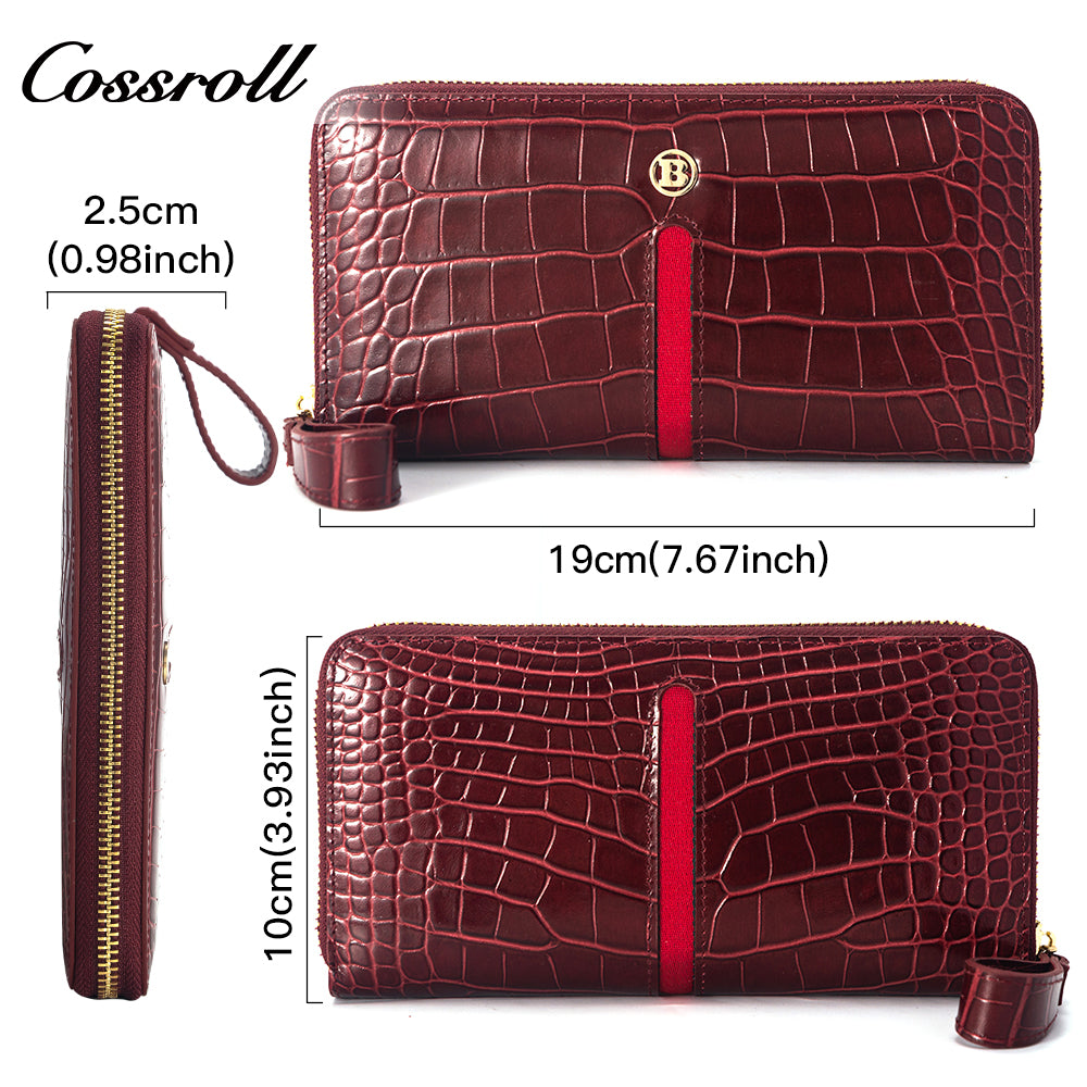 2023 Hot New Products real leather long   crocodile texture patent leather