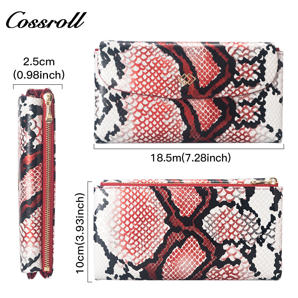 Manufacturers custom foreign trade new wallet female leather short snake wallet cowhide high-end wallet card bag certificate bag