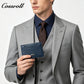 Solid Navy Genuine Leather Card Holder, Slim Multi-Slot Cowhide Card Case, Portable Mini ID Card Organizer
