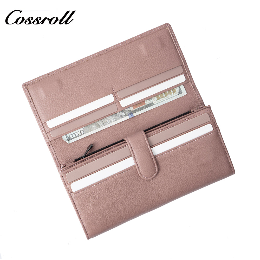 Genuine Leather Women's Wallet with Multiple Card Slots, Simple First-Layer Cowhide Vertical Style