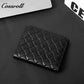 Diamond Quilted Genuine Leather Bifold Short Card Wallet, Ultra Slim Multi-Slot Business ID Card Holder