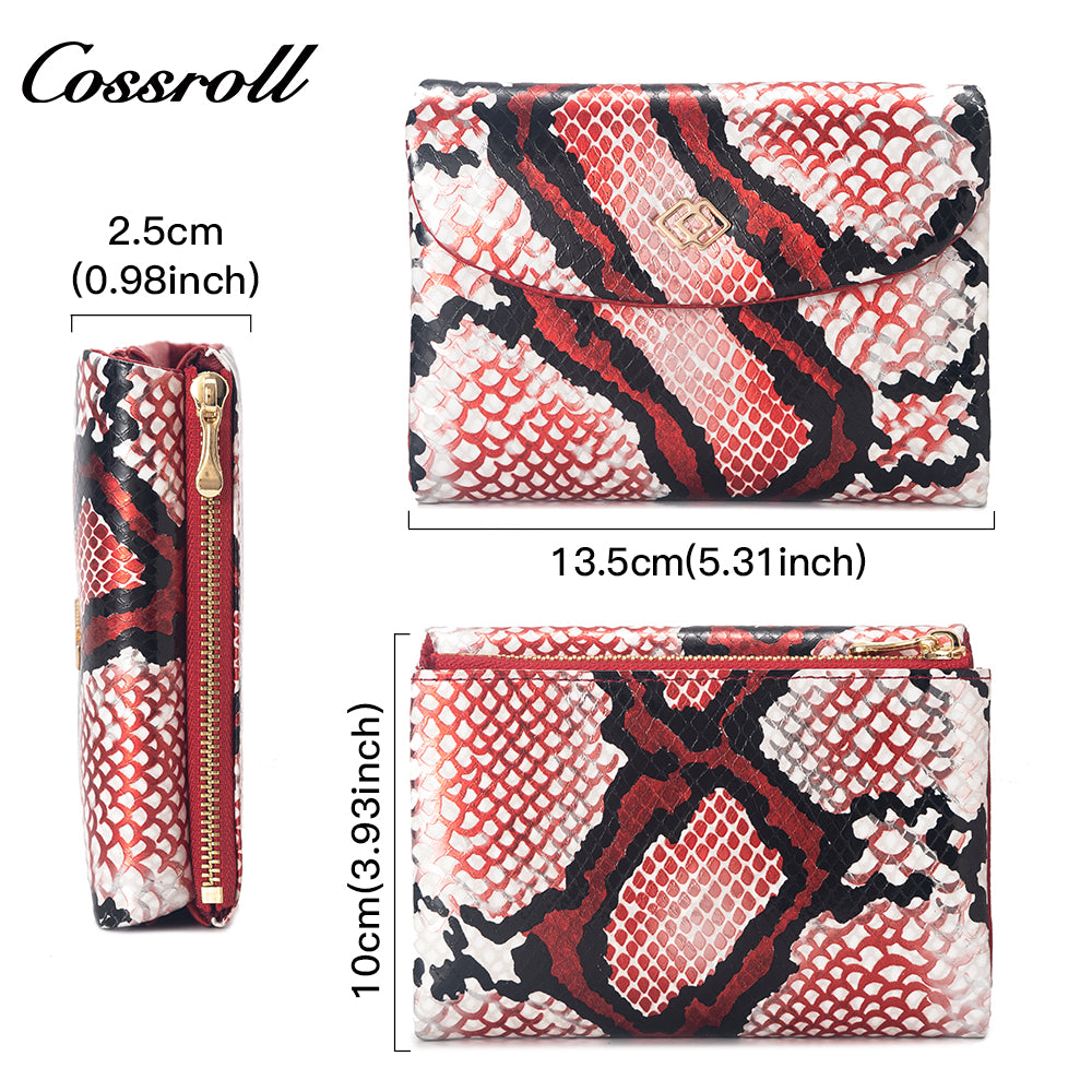 Manufacturers customized new leather short long purse handbag cross-border Europe and the United States python cowhide multi-card money clip