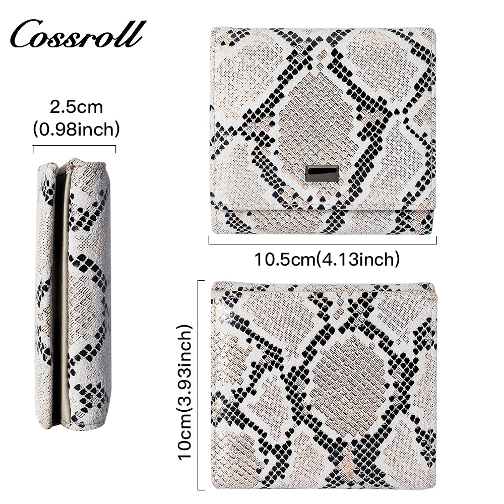 Manufacturers custom foreign trade new wallet female leather short snake wallet cowhide high-end wallet card bag certificate bag