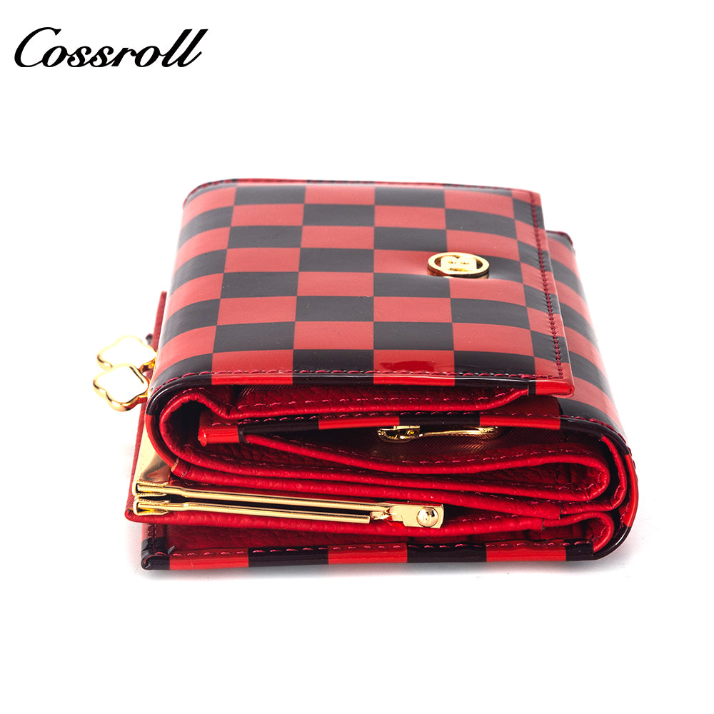 New factory custom leather money baotou layer cowhide change card bag patent leather holding women's purse custom