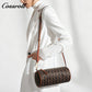 Women Vintage C Monogram Cylinder Bag, Genuine Leather Dual-use Shoulder & Crossbody Barrel Purse