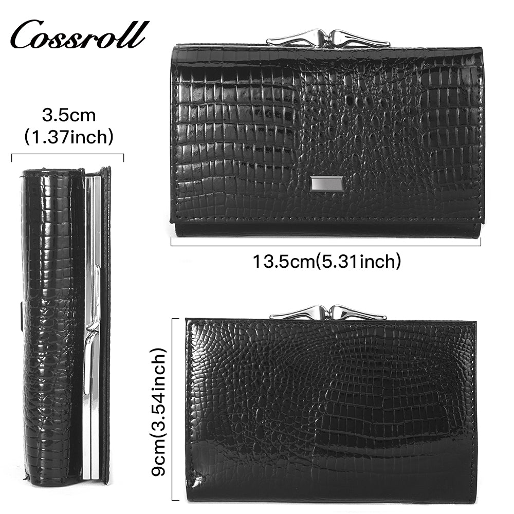 2024 Hot New Products real leather long   crocodile texture patent leather