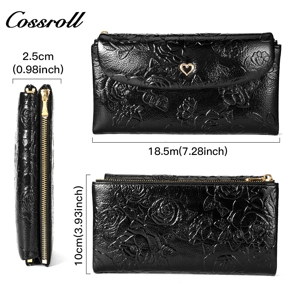 2024 Hot Sale & High Quality Customized  for women geniune leather wallet  Chinese vintage embossed purse