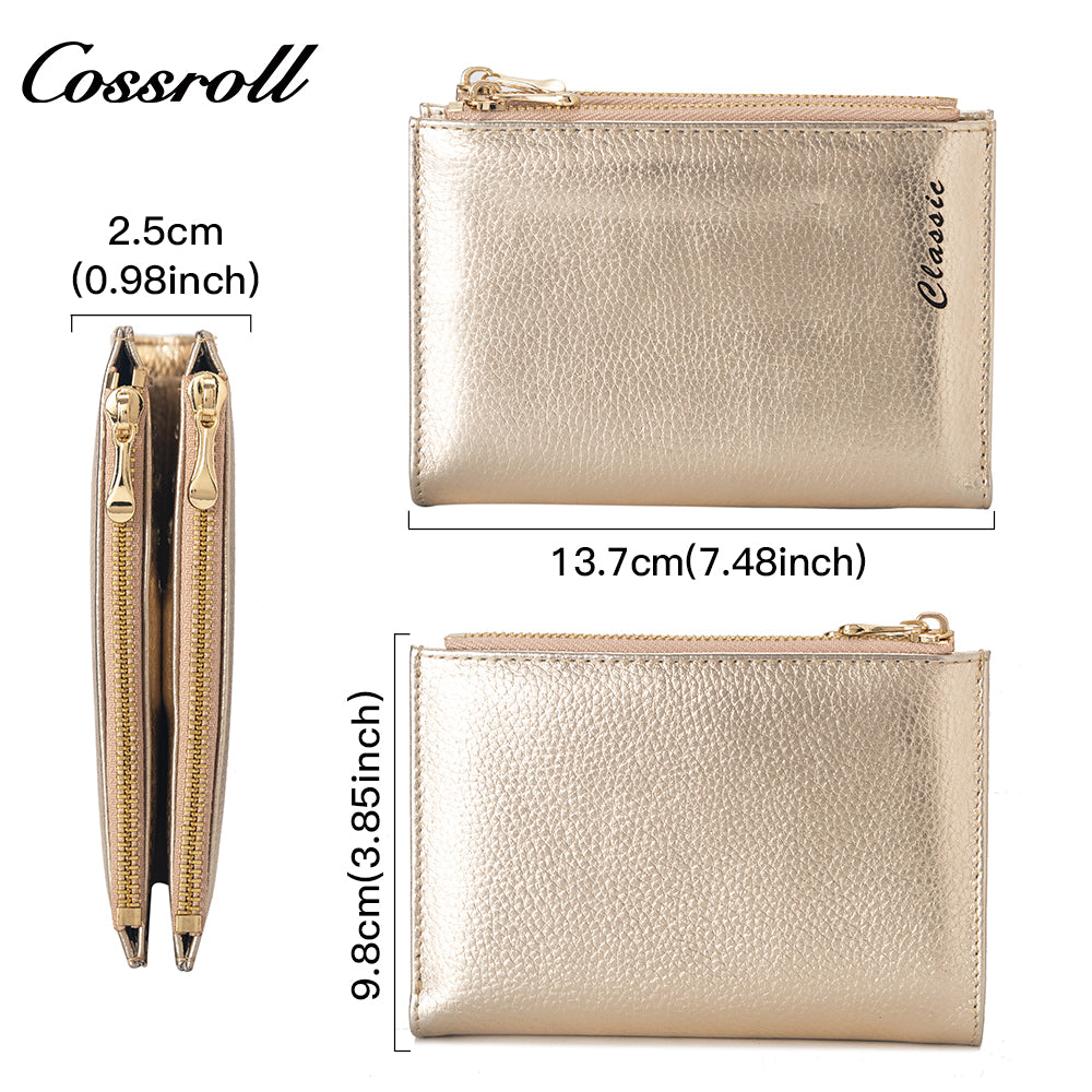 Factory custom short simple leather purse for women cowhide coin bag for women purse money clip