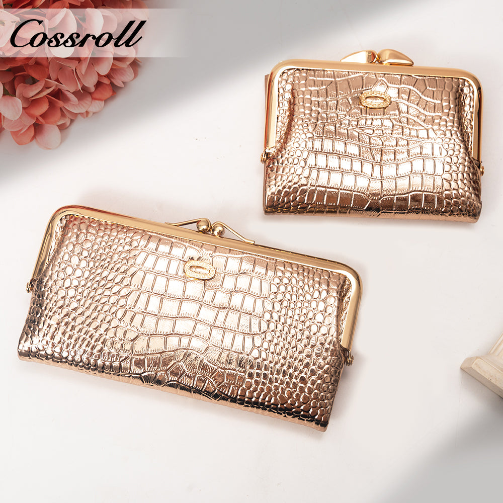 Best Selling Quality girls ladies dollar bill wallet crocodile texture Genuine Leather