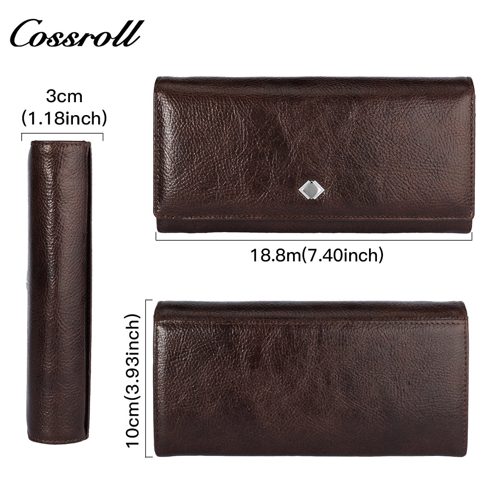 Factory custom short simple leather purse for women cowhide coin bag for women purse money clip