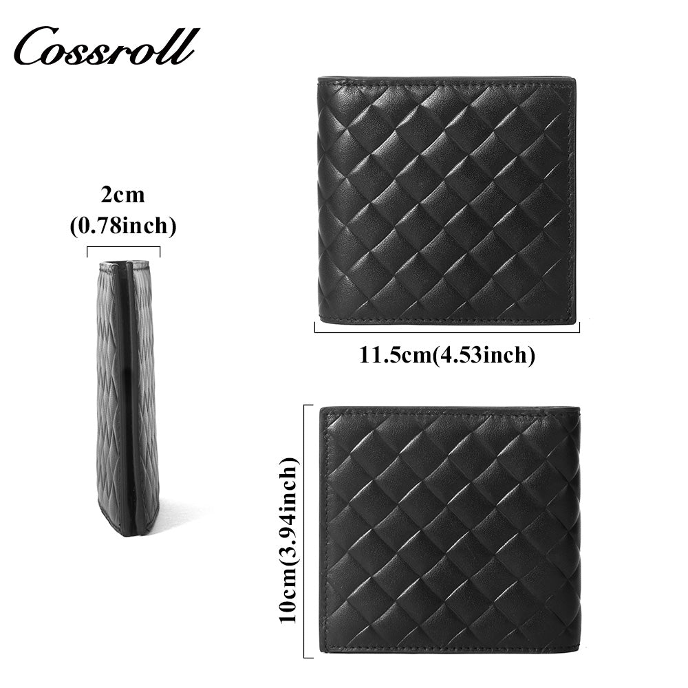 Men's Diamond Quilted Genuine Leather Bifold Short Wallet, Multi-Slot Functional Card Holder, Minimalist Purse for Business, Commute & Daily Casual Use