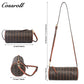 Women Vintage C Monogram Cylinder Bag, Genuine Leather Dual-use Shoulder & Crossbody Barrel Purse