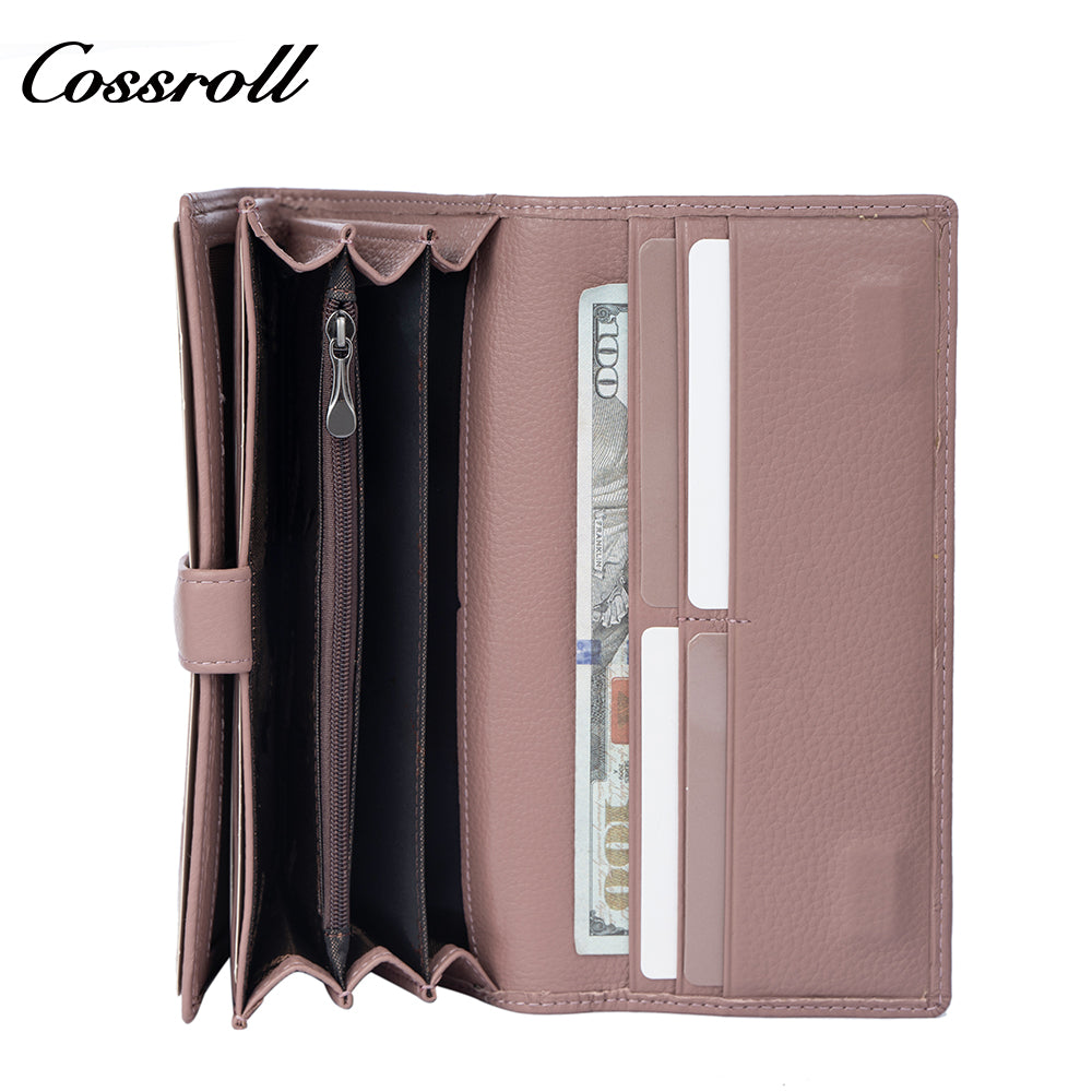 Genuine Leather Women's Wallet with Multiple Card Slots, Simple First-Layer Cowhide Vertical Style