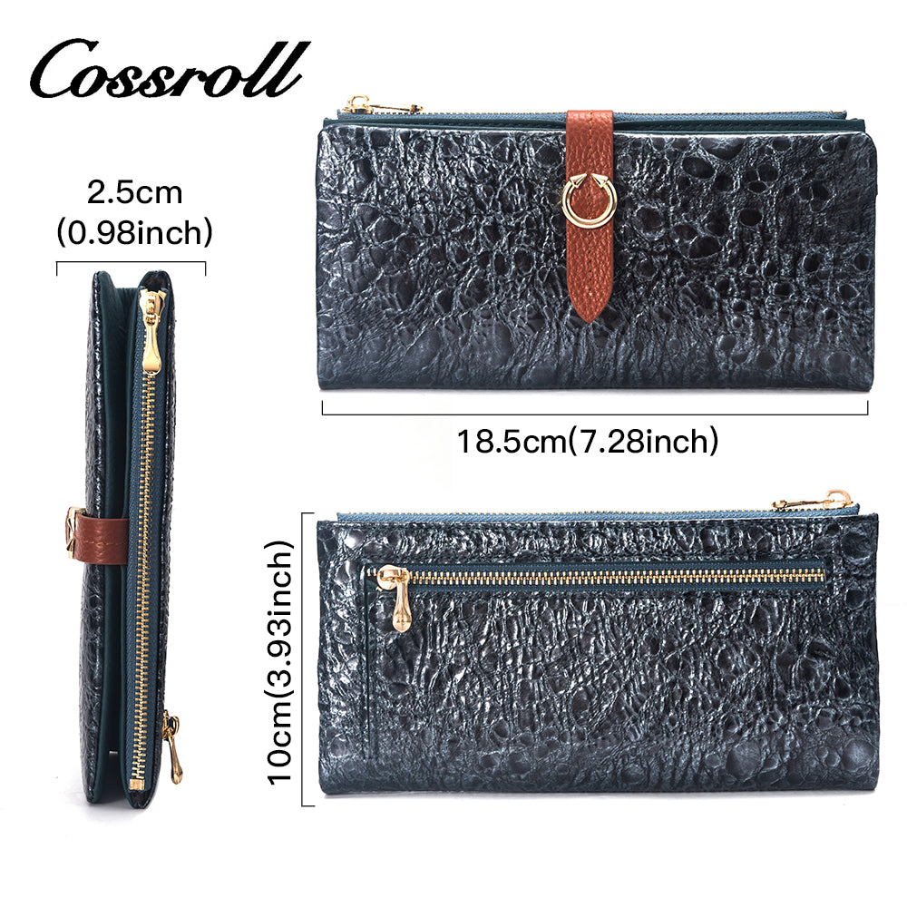 2023 Best New Products dark blue long leather wallet women With Top Selling