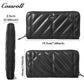 Women's Diagonal Quilted Long Zip Around Wallet, Genuine Leather Large Capacity Multi Card Slots Hand Purse, All-in-One Bag for ID Cards & Coins