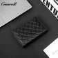 Diamond Quilted Genuine Leather Coin Card Wallet, Minimalist Portable Bifold Short Purse for Daily Commute