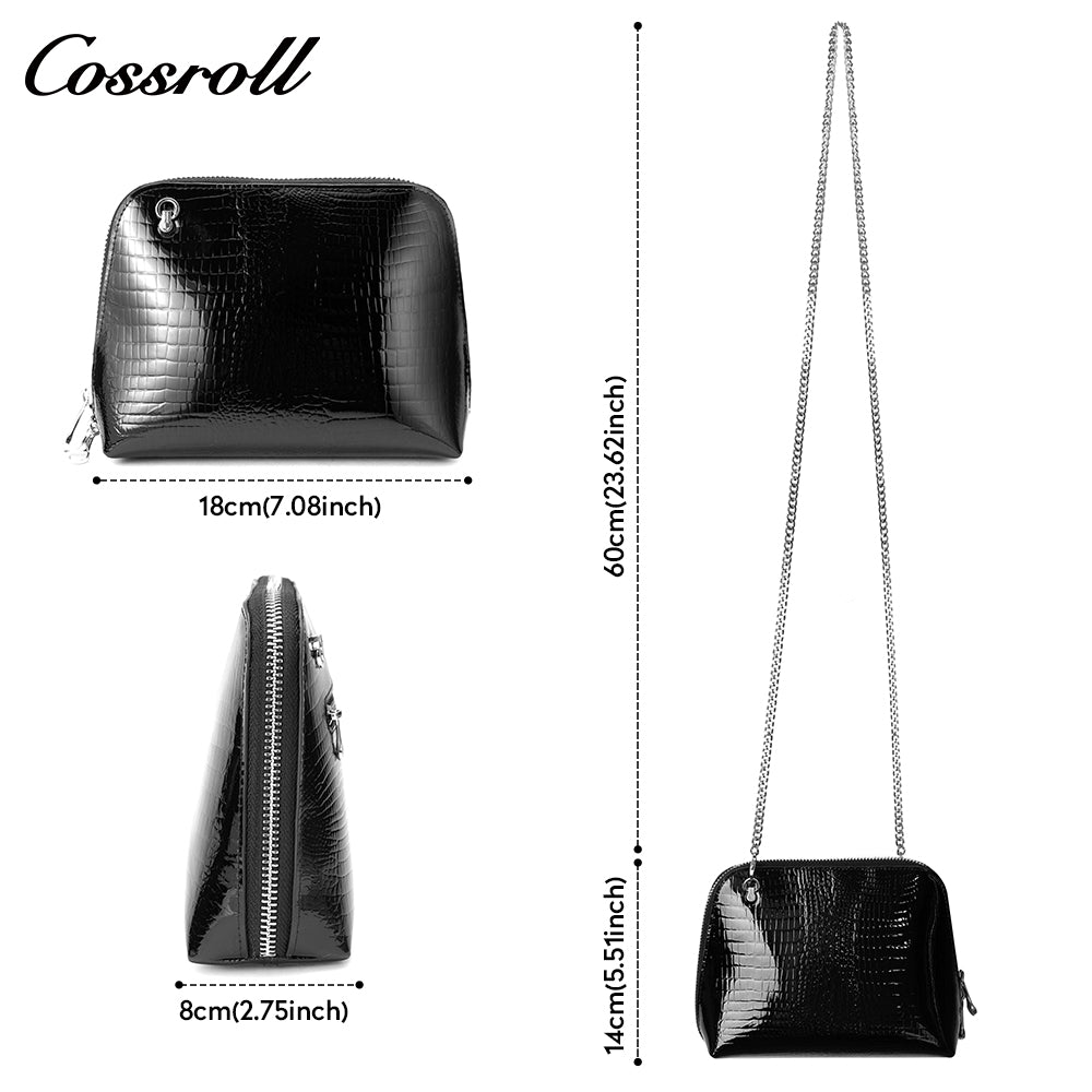 Crocodile leather handbag Shell Bag High Quality patent leather zipper shoulder bag New fashion cowhide crossbody bag