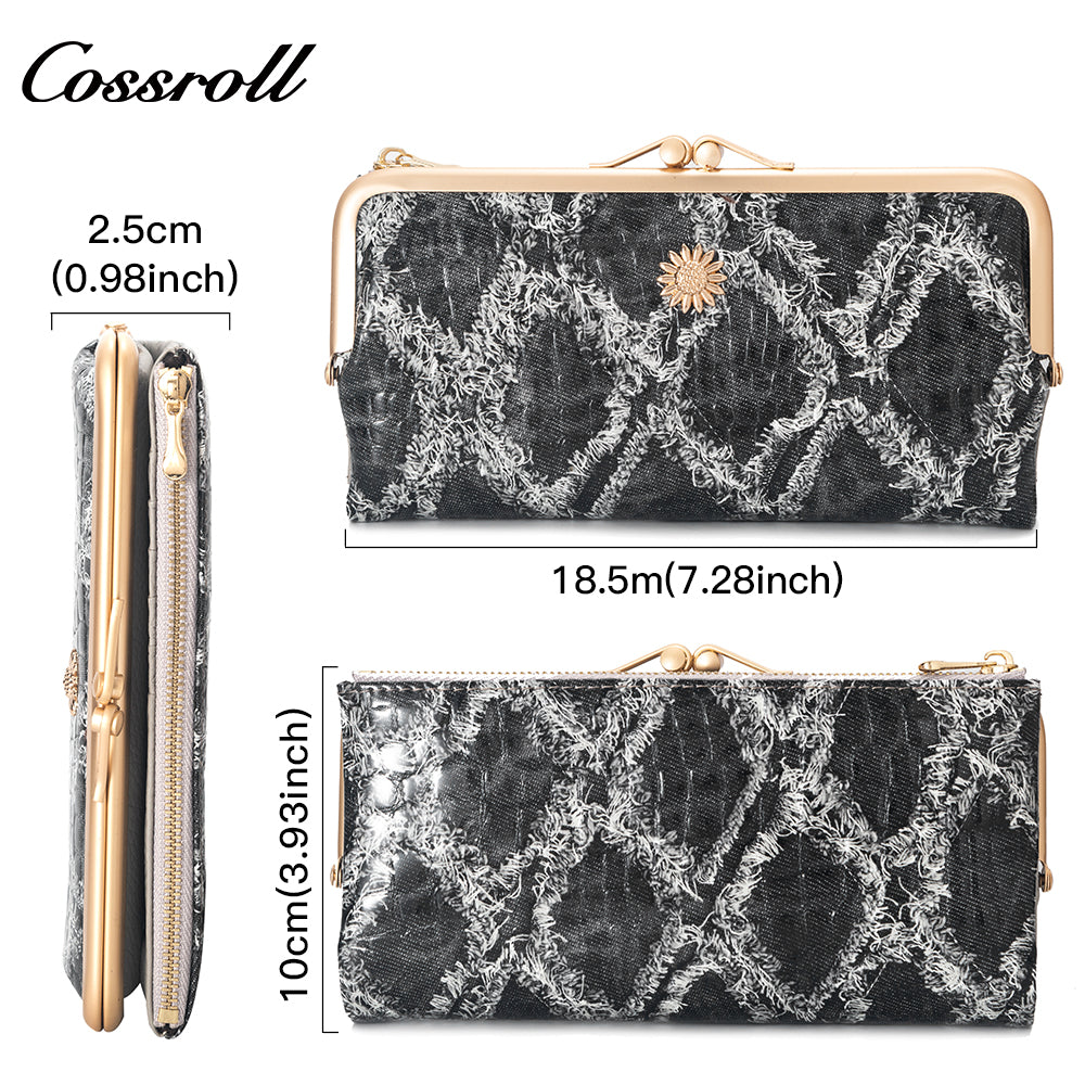 2024 Foreign trade leather ladies vintage purse leather printed alligator pattern all multi-functional manufacturers direct wholesale