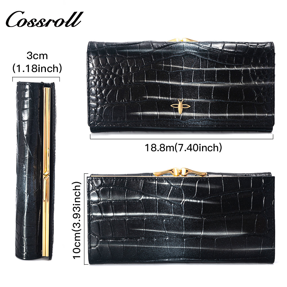 Factory Wholesale Price leather lady crocodile texture Genuine Leather