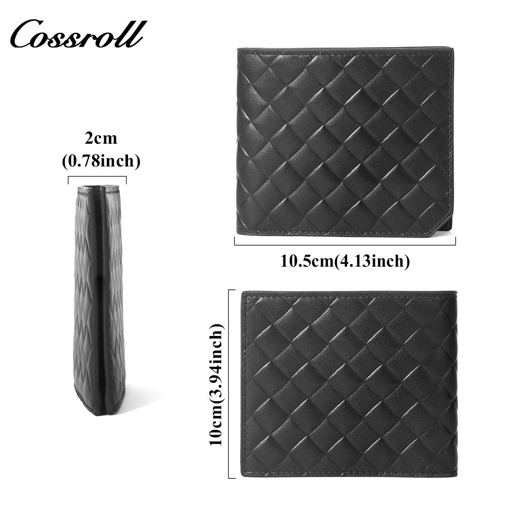 Men's Diamond Quilted Genuine Leather Bifold Wallet, Multi-Slot Ultra Slim Short Purse for Business & ID Cards