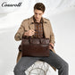 Men's Full Grain Leather Briefcase, Large Capacity Flap Laptop Handbag, Genuine Leather Business Commute Office Bag
