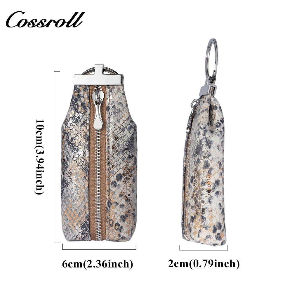 Genuine Leather Double-Layer Key and Coin Wallet, Multifunctional, Textured, Large-Capacity Card Holder