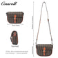 Vintage C Monogram Saddle Bag for Women, Contrast Brown Leather Buckle Flap Crossbody Shoulder Purse