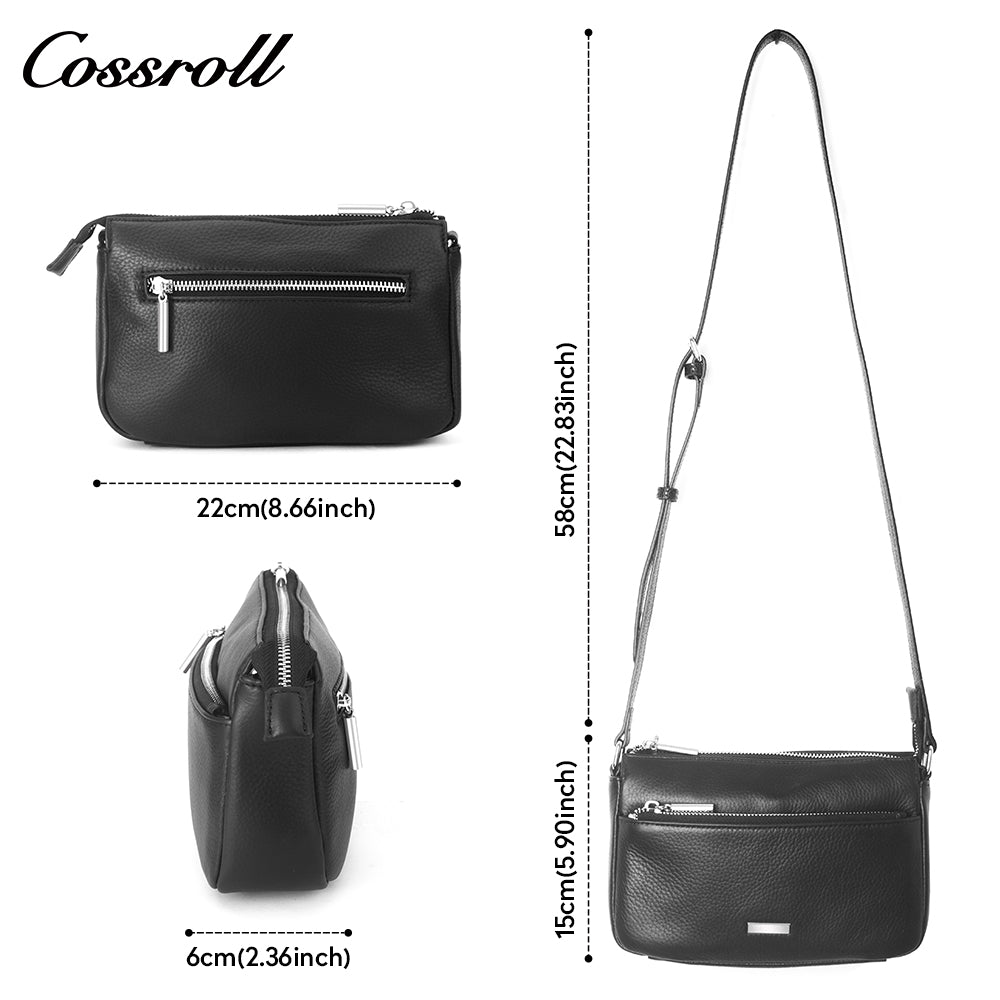2024 New cowhide leather unisex bag large capacity crossbody bag fashion women's leather shoulder bag