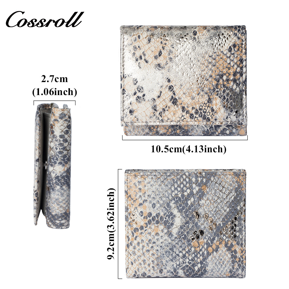 Genuine Leather Short Wallet, Snake Pattern Soft Cowhide Coin Purse, Large Capacity Wallet