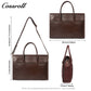 Men's Full Grain Leather Briefcase, Large Capacity Flap Laptop Handbag, Genuine Leather Business Commute Office Bag